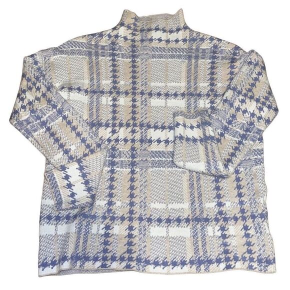 Rachel Zoe Large Houndstooth Knit Mock Turtleneck Fitted Sweater - Picture 7 of 13